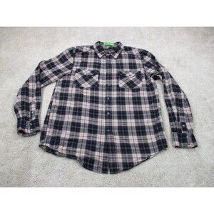 Independent Truck Company Shirt Mens Medium Brown Blue Flannel Pearl Snap Skater